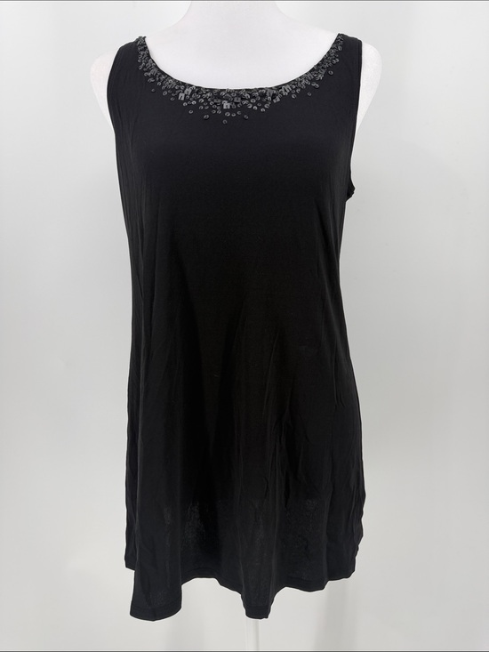 Eileen Fisher Tops - Eileen Fisher Black 100% Silk Sequin Embellished Tunic Tank Top Small